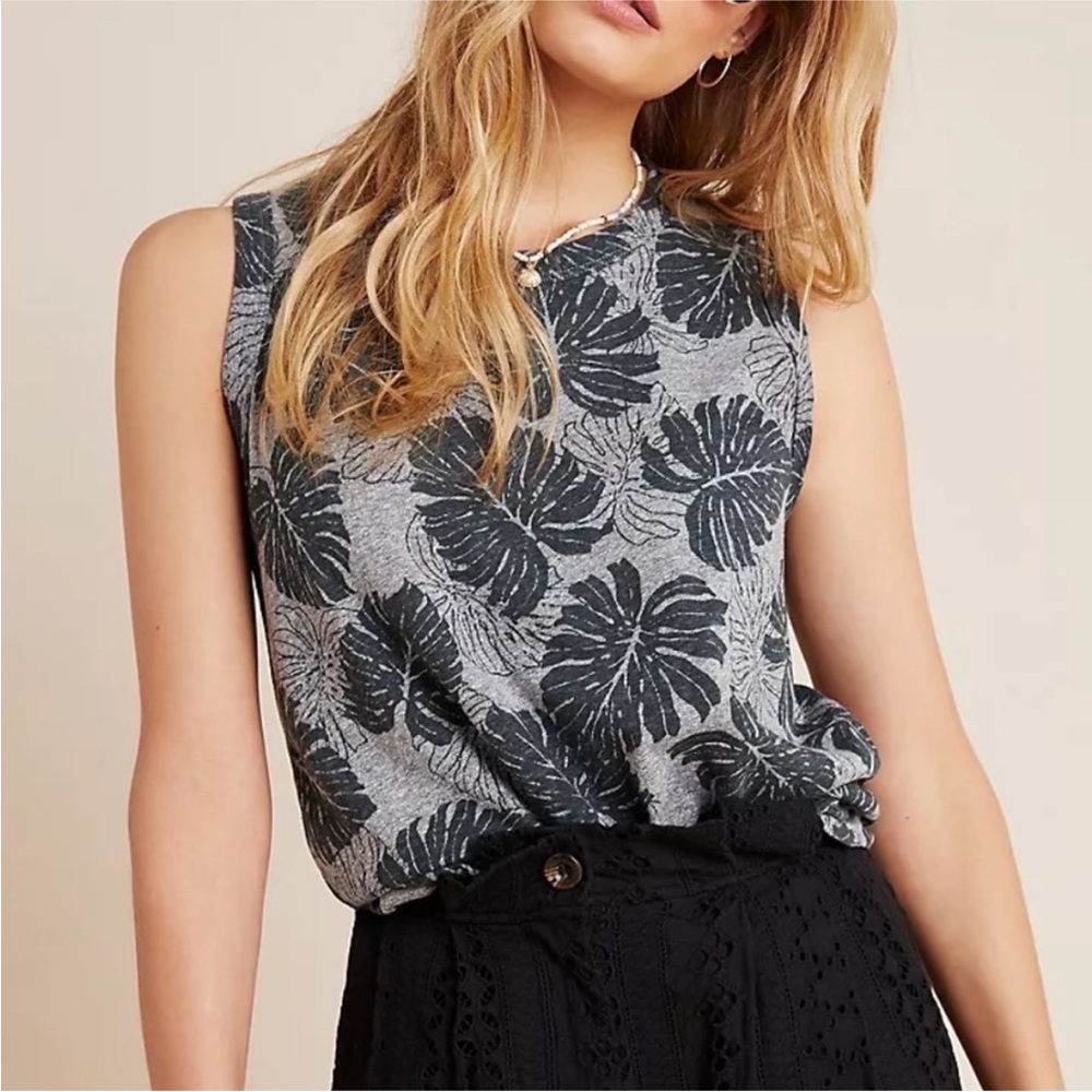 Sol Angeles Palm Leaf Print Sleeveless Top